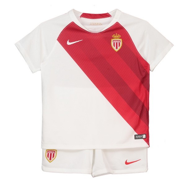 Camiseta AS Monaco Replica Primera Ropa Niños 2018/19 Blanco Rojo